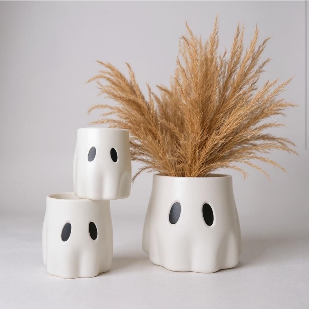 NEW Halloween Viral Ghost White Planter Set 3 buckets Fall decor Dollar General